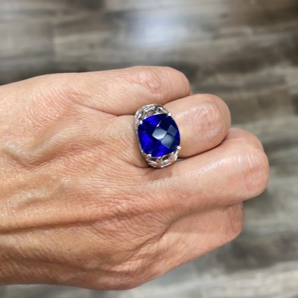 New 4ct Blue Sapphire CZ Engagement Ring size 6
